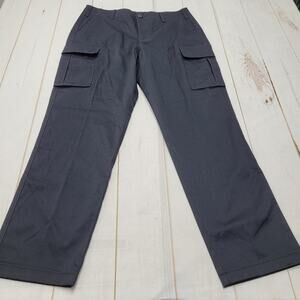 Lands end black cargo utility pants high rise straight leg work wear 14